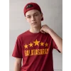 LCW Kids Kırmızı Bisiklet Yaka Galatasaray Baskılı Erkek Çocuk Tişört