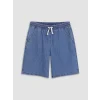 LCW Kids İndigo Beli Lastikli Çizgili Erkek Çocuk Jean Şort