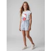 LCW Kids İndigo Taş İşlemeli Fiyonk Desenli Kız Çocuk Jean Şort