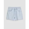 LCW Kids İndigo Taş İşlemeli Fiyonk Desenli Kız Çocuk Jean Şort