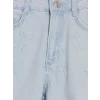 LCW Kids İndigo Taş İşlemeli Fiyonk Desenli Kız Çocuk Jean Şort