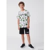 LCW Kids Ekru Minecraft Baskılı Erkek Çocuk Şortlu Pijama Takımı