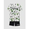 LCW Kids Ekru Minecraft Baskılı Erkek Çocuk Şortlu Pijama Takımı