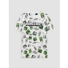 LCW Kids Ekru Minecraft Baskılı Erkek Çocuk Şortlu Pijama Takımı