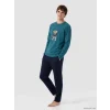 LC WAIKIKI Petrol Regular Fit Teddy Baskılı Erkek Pijama Takımı