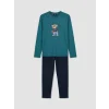 LC WAIKIKI Petrol Regular Fit Teddy Baskılı Erkek Pijama Takımı