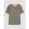 LCW EVERYDAY Kahverengi Leopar Desenli Kadın Tişört