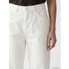 LCW Jeans Beyaz Straight Fit İnci İşlemeli Kadın Jean Pantolon
