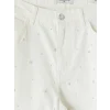 LCW Jeans Beyaz Straight Fit İnci İşlemeli Kadın Jean Pantolon