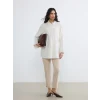 LCW Modest Ekru Dokulu Keten Karışımlı Kadın Gömlek Tunik
