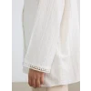 LCW Modest Ekru Dokulu Keten Karışımlı Kadın Gömlek Tunik