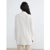 LCW Modest Ekru Dokulu Keten Karışımlı Kadın Gömlek Tunik
