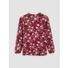LCW Grace Bordo Bağlamalı Yaka Çiçekli Bluz