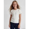 LCW Kids Ekru Pul İşlemeli Kız Çocuk Tişört