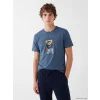 LC WAIKIKI İndigo Regular Fit Teddy Baskılı Erkek Pijama Takımı