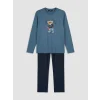 LC WAIKIKI İndigo Regular Fit Teddy Baskılı Erkek Pijama Takımı