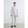LCWAIKIKI Classic Beyaz Regular Fit Keten Karışımlı Erkek Basic Gömlek