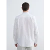 LCWAIKIKI Classic Beyaz Regular Fit Keten Karışımlı Erkek Basic Gömlek