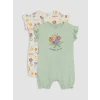 LCW baby Yeşil Fırfırlı Baskılı Kız Bebek 2li Tulum