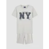 LCW Kids Bej NYC Baskılı Erkek Çocuk Takım