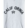 LCW Kids Gri Kapüşonlu Baskılı Kız Çocuk Fermuarlı Sweatshirt