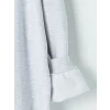 LCW Kids Gri Kapüşonlu Baskılı Kız Çocuk Fermuarlı Sweatshirt