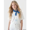 LCW Kids Ekru Bisiklet Yaka Fiyonk Nakışlı Kız Çocuk Tişört
