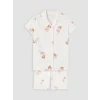 LCW Kids Ekru Gömlek Yaka Kız Çocuk Kaprili Pijama Takımı