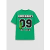 LCW Kids Yeşil Minecraft Baskılı Erkek Çocuk Şortlu Pijama Takımı