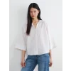 LCW Vision Bej Çizgili Oversize Poplin Kadın Gömlek
