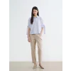 LCW Jeans Bej Beli Lastikli Balloon Fit Kadın Jean Pantolon