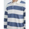 LCW Vision Mavi Polo Yaka Çizgili Erkek Sweatshirt