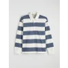 LCW Vision Mavi Polo Yaka Çizgili Erkek Sweatshirt