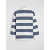 LCW Vision Mavi Polo Yaka Çizgili Erkek Sweatshirt