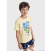 LCW Kids Sarı Minions Baskılı Erkek Çocuk Şortlu Pijama Takımı