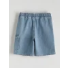 LCW Kids İndigo Beli Lastikli Erkek Çocuk Kargo Jean Şort