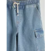 LCW Kids İndigo Beli Lastikli Erkek Çocuk Kargo Jean Şort