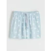 LCW DREAM Mavi Bisiklet Yaka Baskılı Kadın Şortlu Pijama Takımı
