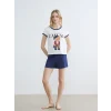LCW DREAM Lacivert Ayı Teddy Baskılı Kadın Şortlu Pijama Takımı