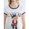 LCW DREAM Lacivert Ayı Teddy Baskılı Kadın Şortlu Pijama Takımı