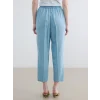 LCW Modest İndigo Beli Lastikli Mom Fit Kadın Jean Pantolon