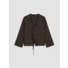 LCW Modest Kahverengi V Yaka Modal Dokulu Kadın Kimono