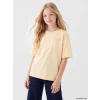 LCW Kids Sarı Bisiklet Yaka Baskılı Kız Çocuk Tişört