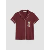 LCW DREAM Bordo Ayı Teddy Baskılı Kadın Pijama Takım