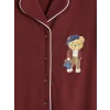 LCW DREAM Bordo Ayı Teddy Baskılı Kadın Pijama Takım
