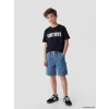 LCW Kids Siyah Bisiklet Yaka Fortnite Baskılı Erkek Çocuk Tişört