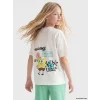 LCW Kids Beyaz Sünger Bob Baskılı Kız Çocuk Tişört