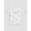 LCW Kids Ekru Simli Çiçekli Kız Çocuk Şortlu Takım