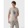 LC WAIKIKI Bej Regular Fit Teddy Baskılı Erkek Pijama Takım