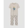 LC WAIKIKI Bej Regular Fit Teddy Baskılı Erkek Pijama Takım